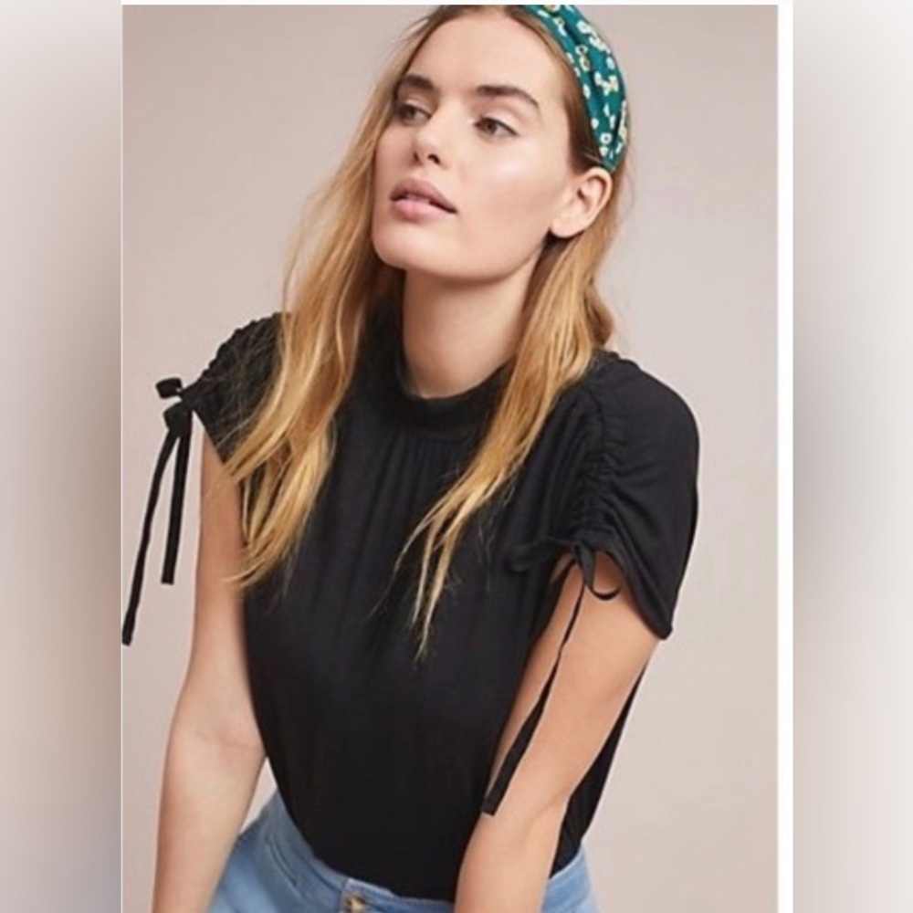 Anthropologie Kali Ruched High Neck Top